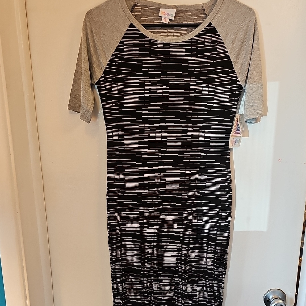 LuLaRoe Black and White Bodycon Midi Dress